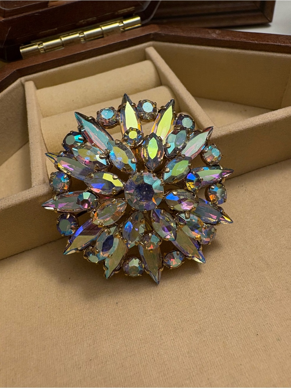 Aurora Crystal Flower Statement Brooch - Multicolor